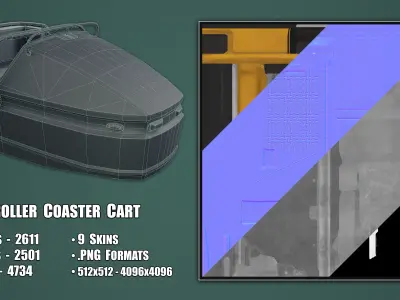 Roller Coaster Cart Low-poly 3D model