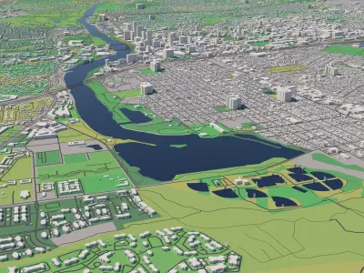 Austin Texas USA 40x40km 3D City Map 3D model