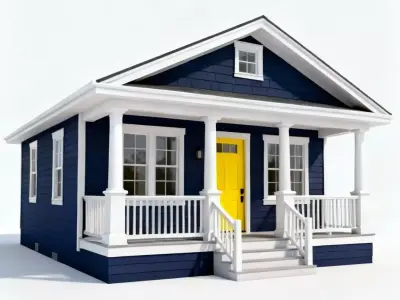 Renovated Modern Navy Bungalow 3D Model Low-poly 3D model