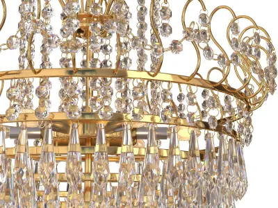  Gold-Plated and Faceted Crystal Chandelier from Rejmyre 3D model