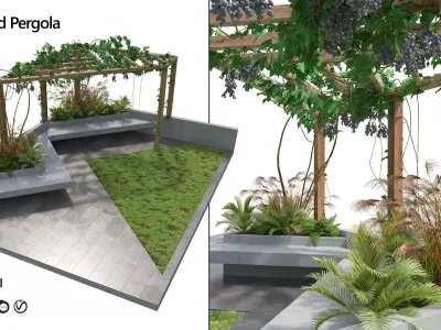 Crape vine pergola backyard Low-poly 3D model