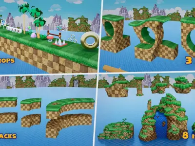 Sonic BUILDER Low-poly 3D model