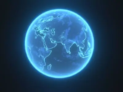 Hologram Planet Earth Sci-Fi 3D Model 4k Textures Low-poly 3D model