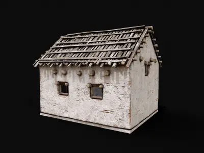 Village White Clay House 1 Low-poly 3D model