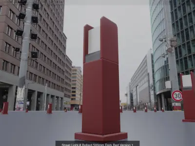 Street Light 8 Bollard Dark Red Version 3D Model Pack