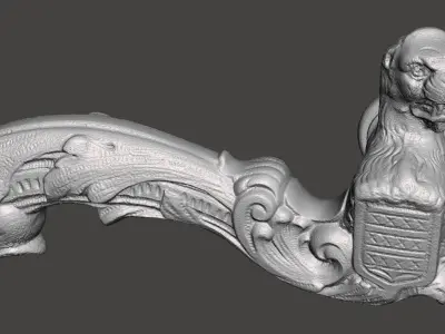 ancient door handle door latch door knob 3D model