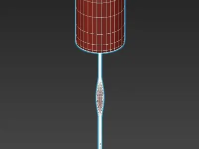 SLENDER gold floor lamp with wooden base 3D model