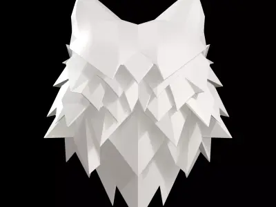 Geometric Wolf Head Low Poly 3D print model
