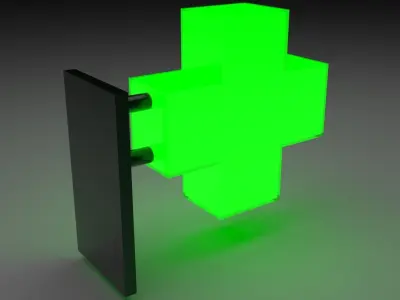 Illuminated Pharmacy Sign Board 3D model