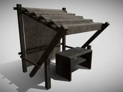 Medieval Market Stall Low-poly 3D model