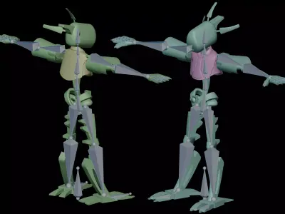 NeoDroid Rigged 3D Robot Character for VRChat VTubing Low-poly 3D model