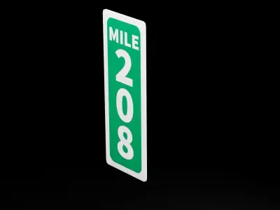Street Sign Rectangle Narrow Tall Low-poly 3D model