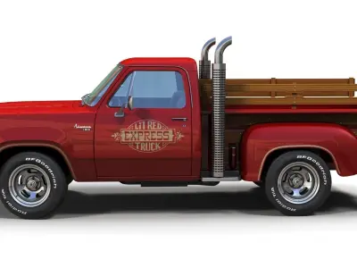 1976 Dodge Lil Red Express truck Low-poly 3D model