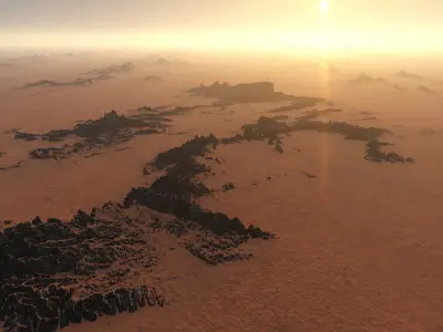 Martian desert terrain sci-fi environment parametric landscape 3D model