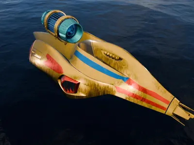 Ghost Spaceship Sci-Fi Model - Game Ready Low-poly 3D model
