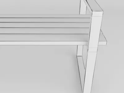 Bench wooden with metal legs 3D model