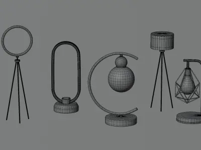 Lamps with glow light 3D model