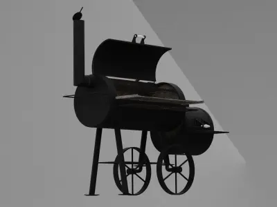 Open Offset Smoker 3D model
