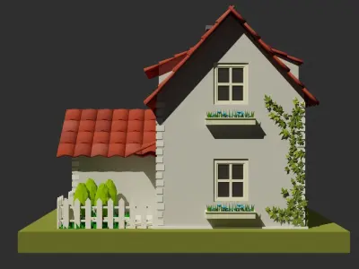 Cartoon House Low-poly 3D model