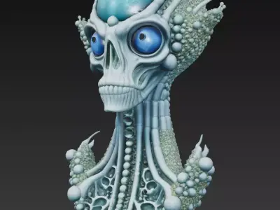 Cosmic Orb Alien Bust - Organic Extraterrestrial Sculpture 3D  3D print model