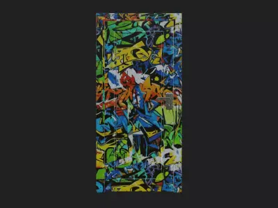 Colorful Graffiti Urban Street Art Style Door 3D model