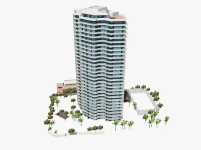 Spinnaker tall building Low-poly 3D model
