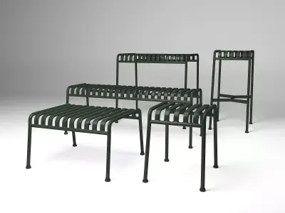 Palissade Ottoman and Table and Bar Stool and Stool and Bench 3D model