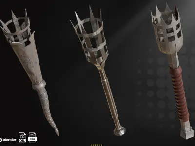 30 Medieval Torches  Lantern   Low-poly 3D model