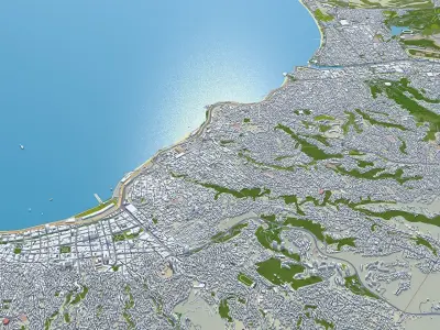 Valparaiso Vina del Mar Chile 30km Low-poly 3D model