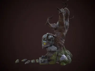 Entrance to the cave Low-poly 3D model