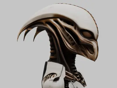 Alien Xenomorph Head Bust Low-poly 3D model