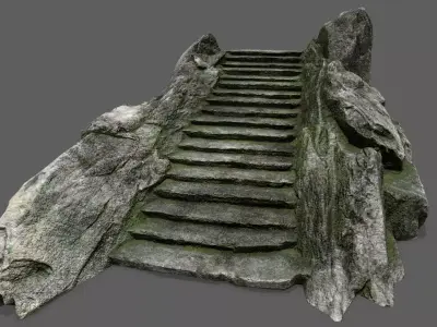 Stairs rock Low-poly 3D model order