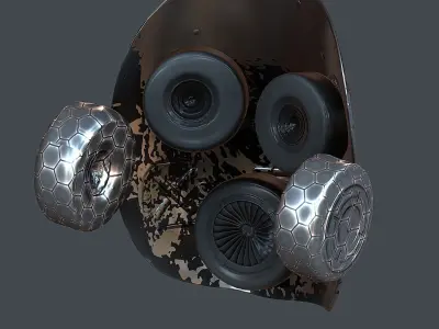 Gas mask helmet 3d model scifi Low-poly Low-poly 3D model