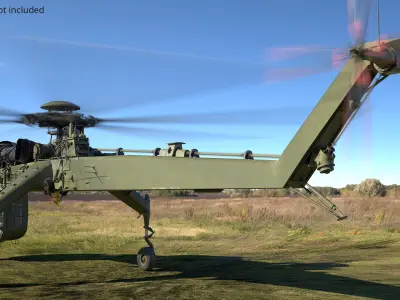  Military Cargo Lift Helicopter Green Rigged 