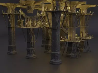 Infested Dwarf Pillars Tabletop Terrain 28 mm 3D print model