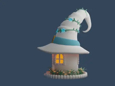 Witch Hat House Low-poly 3D model