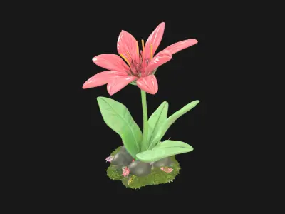 Xenobloom Bioluminescent Alien Flower Low-poly 3D model