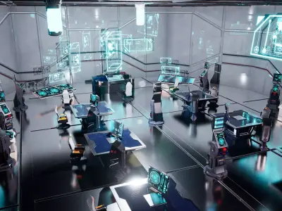 SciFi Office 16 Assets Low-poly 3D model