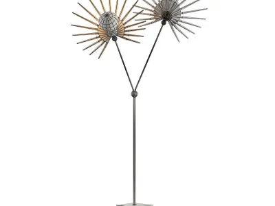 inez-floor-lamp floor lamp with two sunbursts 3D model