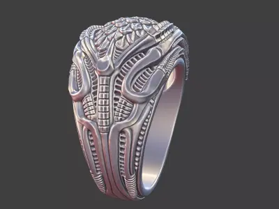 bioorganic giger style ring  v7 3D print model