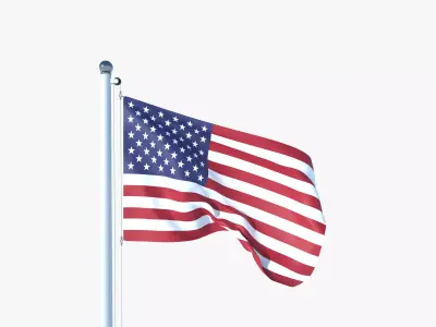 Animated Flag of United States Low-poly 3D model