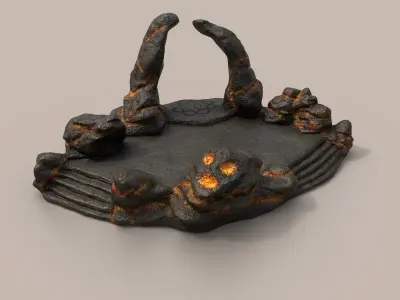Shrine rock with flames Low-poly 3D model