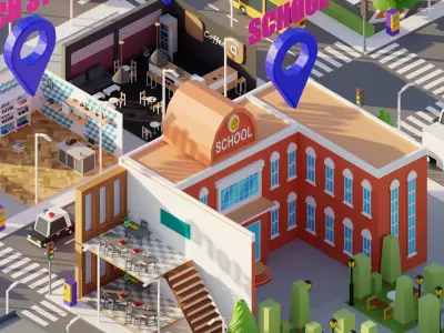 Low Poly Interior City Low-poly 3D model