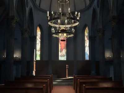 Church Interior Low-poly 3D model buy