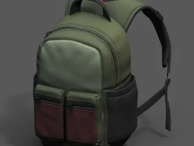 Backpack Camping Generic human bag baggage pockets  Low-poly 3D model