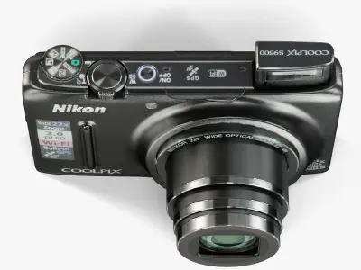 Nikon Coolpix S9500 compact digital camera Low-poly 3D model