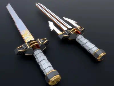 cyberpunk swords 3D model