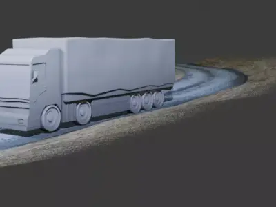 Modern Truck Low-poly 3D model