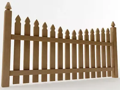 Gothic Spaced Picket Fence 3D model
