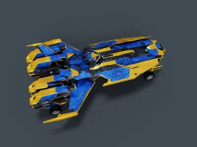 Space ship Low-poly 3D model 9